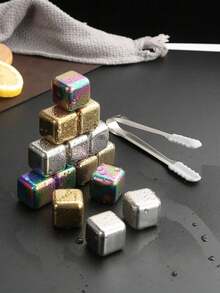 8 件/套不锈钢 304 速冻冰块带夹子，酒吧饮料冰夹套装，盒装，派对，生日，户外露营，父亲节礼物 - 銀色 - 查看 5