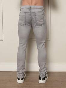 Men's Mid-Rise Blue Skinny Jeans With Elastane - 淺灰色 - 查看 4