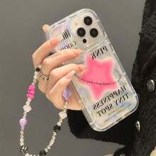 Case For IPhone 13 Pro With Phone Charm/Chain,Sparkly Pink Star Pattern Clear Cute Phone Case With Pearl Love Heart Bracelet,Luxury Bling Women Girl Phone Case For IPhone 13 Pro{"Color_name":"Pinkstar","Size_name":"IPhone13Pro-6.1''"} - 多色1 - 查看 8