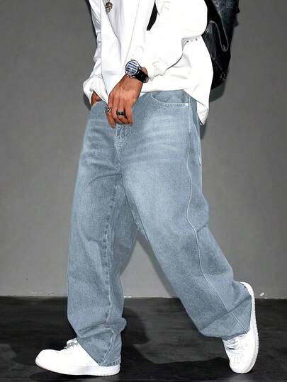 Hommes, Jeans en denim ample et rétro pour hommes, tenue casual polyvalente pour toutes les saisons