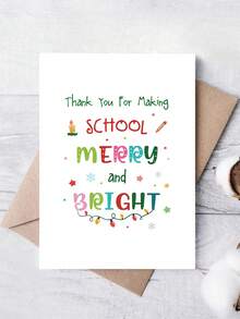圣诞快乐，教师感谢卡——完美的年终祝福，感谢老师，学生的节日课堂礼物 - 彩色 - 查看 11