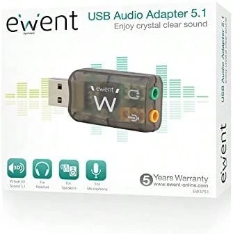 EWENT Eminent EM3751- USB-Audioadapter, Schwarz