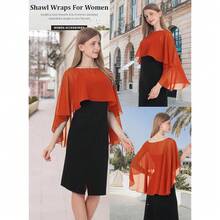 Baoqiya Women's Capelet Shawls And Wraps For Evening Dresses Soft Bridesmaid Shawl Chiffon Cape Wedding Cover Up{"Color_name":"Caramel"} - Caramel - 查看 4