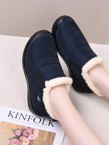 Giày bốt nữ trung niên mới lót nhung nhẹ thoải mái bền chắc mùa đông - Màu xanh hải quân - Xem 9