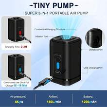 RAF 便携式真空泵,适用于衣物、床垫等,迷你电动气泵,无线气泵,露营必备,便携式无线空气压缩机,充气/放气泵,适用于充气垫、气垫床、船只、游泳圈,情人节和圣诞节礼物折扣 - 彩色 - 查看 9