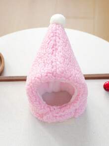 1pc Pet Dog Cat Happy Puppy Small Dog Teddy Pomeranian Cute Casual Comfortable Accessory Lamb Wool Warm Hat - Pink - Pink - View 12