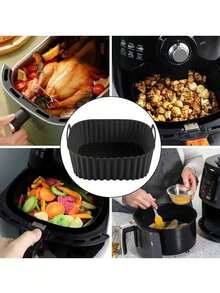 1/2 PIEZAS Bandeja cuadrada de silicona para cesta de freidora de aire. Forro antiadherente y reutilizable para freidora de aire, sartén de silicona resistente a altas temperaturas para hornear, cocinar al vapor y hornear pasteles. Accesorios de cocina, suministros navideños para fiestas y reuniones. - Multicolor - Ver 10