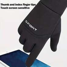 1 Pair Winter Warm Touchscreen Full Finger Gloves, Men Sports Insulated Gloves, Windproof, Waterproof, Anti-Slip Touchscreen Gloves, Suitable For Cycling, Driving, Hiking, Skiing, Outdoor Sports Warmth And Protection - Multicolor - View 9