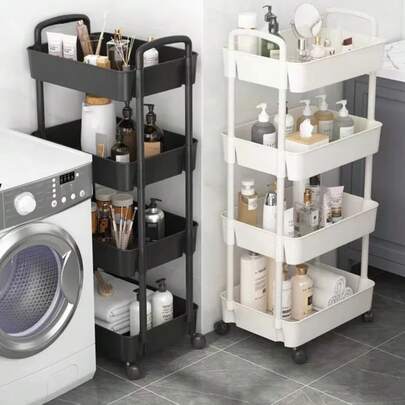 1 pieza de carrito de mano de 3/4/5 niveles, estantería móvil de almacenamiento para dormitorio, estantería móvil de almacenamiento para cocina del hogar, fácil de ensamblar estantería de carrito de almacenamiento multinivel, se puede usar como gabinetes de almacenamiento multifuncionales, ganchos para neumáticos, almacenamiento de suministros de cocina, ropa de baño, libros de estudio y juguetes de la sala de estar.