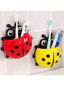 1 pezzo Portaspazzolino da denti senza foratura, rastrelliera di stoccaggio divertente, appendino a cartone animato per bambini, stile carino realizzato in plastica, resistente alla ruggine e impermeabile, elegante decorazione da bagno, organizer da bagno, portaspazzolino da denti, custodia per spazzolino da denti