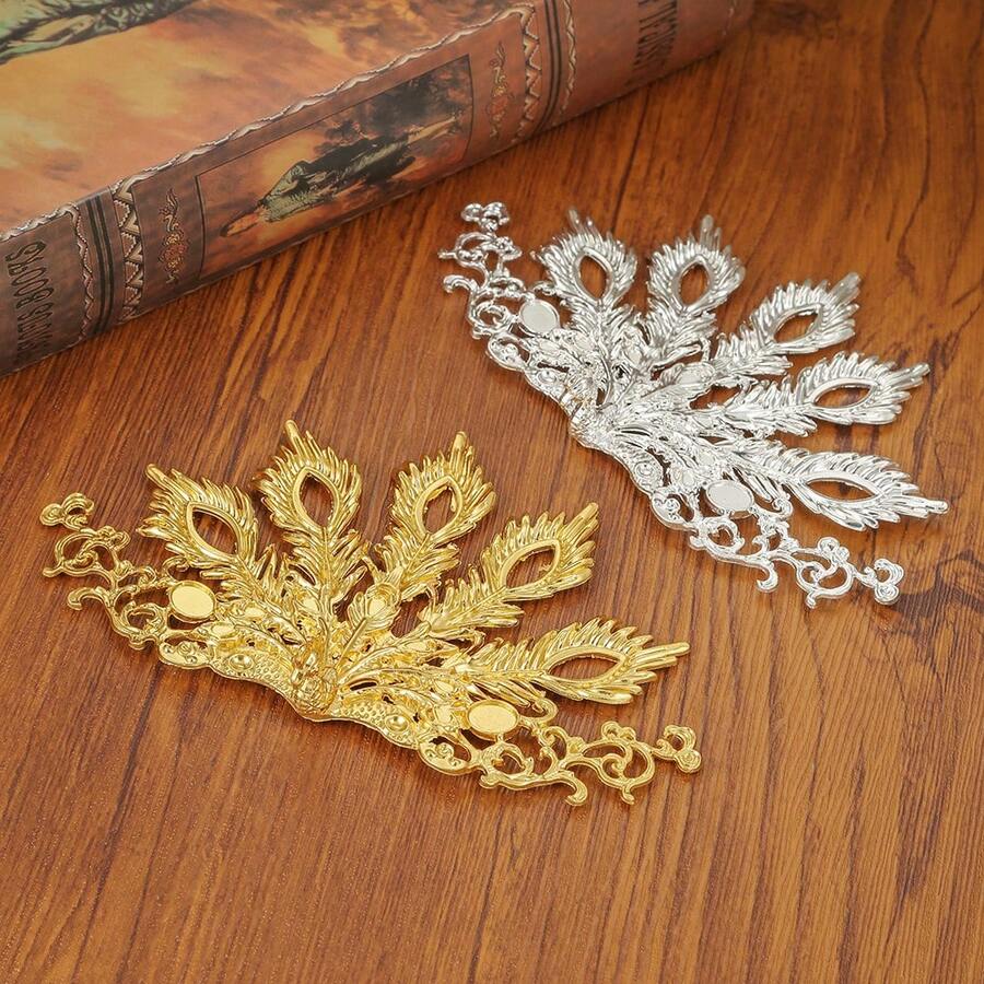 1 Stück Phönix Accessoire / Neues DIY Schmuckzubehör für Frauen, vintage Metallphönix durchbrochene Blumenplatte, handgemachtes Braut Hanfu Haarkrone Kopfschmuck Material