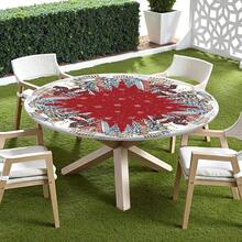 Water-Resistant Round Tablecloth With Elastic Edge For 40-44" Tables - Gift-snowman House - View 8