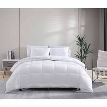 - Edredn acolchado tamao, relleno de edredn con 8 pestaas, sper suave, cmodo y acogedor para todas las estaciones, edredn de cama alternativo de plumn - 88x 88 pulgadas - Queen + Blanco - Ver 8