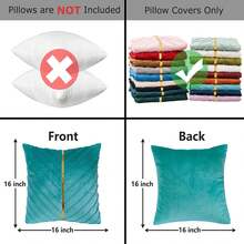 Navy Blue Velvet Throw Pillow Covers 18 X 18 Inch Pack Of 2 With Gold Leather Decor For Couch, Luxury Modern Pillowcases For Living Room, Bedroom Sofa Cushion Bed - 水綠色 - 查看 2