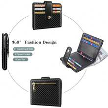 Minimalist Bifold Wallet RFID Credit Card Wallet Card Holder For Women Or Men, Black Carbon Fiber{"Color_name":"CarbonFiber"} - 多色6 - 查看 6