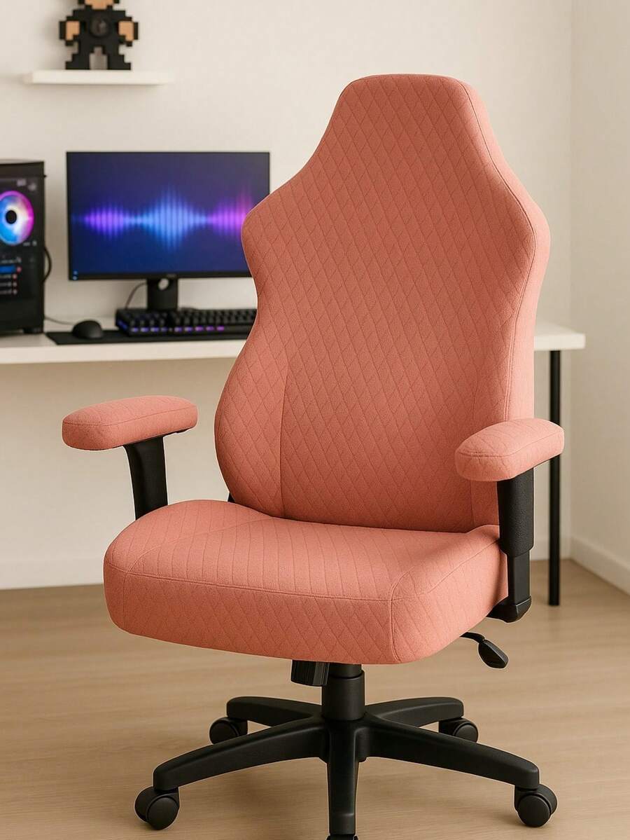 Luxury Quilted Gaming Chair Cover - Rusty Rose - View 1