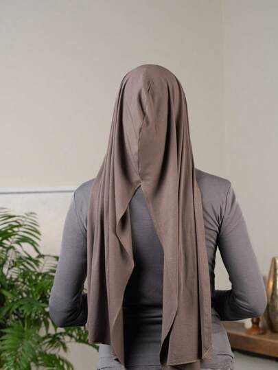 1 Peça Conjunto de Hijab de Cor Sólida Feminino, Tecido Tricotado Confortável e Respirável, Design de Lenço e Capuz para Cobertura Completa, Xale e Chapéu Leves e Versáteis, Adequado para Mulheres Muçulmanas