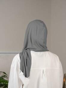 Set hijab pentru femei, 1 buc., culoare solidă, material tricotat, confortabil și respirabil, design cu eșarfă și glugă pentru acoperire completă, pălărie șal ușoară și versatilă, potrivită pentru purtare musulmană