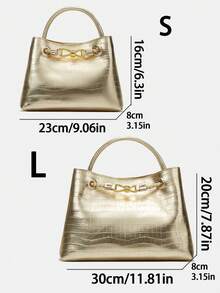 Bolso de hombro con textura de piedra, correa con hebilla de metal, diseño único, bolso bandolera de gran capacidad - Dorado - Ver 3