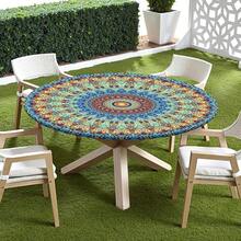 Water-Resistant Round Tablecloth With Elastic Edge For 40-44" Tables - Daily-mandala - View 3