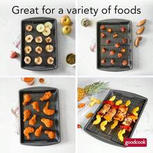 GoodCook 15 X 10.5 Nonstick Carbon Steel Baking Pan And Raised Wire Rack Pizza Crisper Crispy Bacon Multipurpose Cooking Sheet Pan Cooling Rack Kitchen Cookware Set Dishwasher