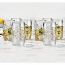 Set Of 8 Tumbler Glass Cups 20 OZ Mason Stemless Tall Drinking Glasses For Everyday Use Modern Yet Vintage Original Mason Logo Glassware For Bar Water Beer Juice. - 20盎司 - 查看 3