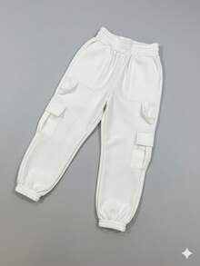 Tailored Cargo Jogger Pants – Style And Comfort For Modern Boys! - White - View 1