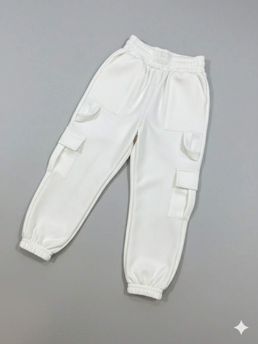 Tailored Cargo Jogger Pants – Style And Comfort For Modern Boys! - White - View 1
