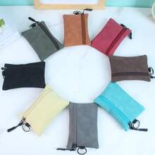 1pc Suede Leather Small Wallet, Creative Mini Pouch Wristlet Unisex Coin Purse - Multicolor - View 1
