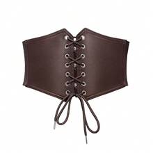 Bbonlinedres Womens Corset Belt Renaissance Costume Lace-Up Elastic Underbust Wide Waist Cincher Belts{"Size_name":"Large","Color_name":"Coffee"} - 咖啡大杯 - 查看 1