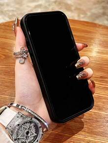 1pc Luxury Rhinestone Sequin Leather Phone Case, Compatible With Iphone 17 16 15 14 13 12 11 Pro Max Plus - Black - View 3