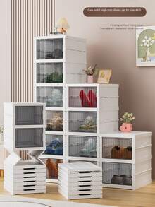 1 件可折叠鞋架，防尘宿舍鞋子收纳可折叠鞋盒，篮球鞋盒，塑料鞋盒，透明入口鞋架，家用鞋柜，鞋子收纳套装 - 彩色 - 查看 6