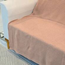 Knitted Blanket Sofa Armchair 150x100cm Siena Decor Living Room - Nude - View 4