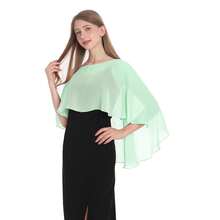 Baoqiya Women's Capelet Shawls And Wraps For Evening Dresses Soft Bridesmaid Shawl Chiffon Cape Wedding Cover Up{"Color_name":"Mint"} - Mint - 查看 1
