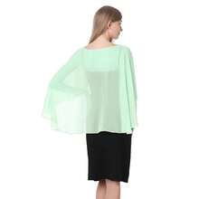 Baoqiya Women's Capelet Shawls And Wraps For Evening Dresses Soft Bridesmaid Shawl Chiffon Cape Wedding Cover Up{"Color_name":"Mint"} - Mint - 查看 6