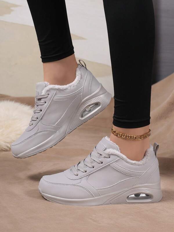 Women's Outdoor Thermal Lined Round Toe Lace-Up Snow Boots, Warm Winter Sports Shoes, Casual Campus Style, Versatile For Running