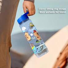 1 Pc Kawaii Capybara Printed Water Bottle, Cute Cartoon Design, PVC Immune Plastic, Round, Lightweight, Hand Wash Only, Very Suitable For Mountaineering Sports Outdoor Camping Tourism