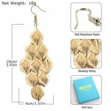 FIBO STEEL Acrylic Petal Earrings For Women Red Statement Earrings Dangle Rhombic Boho Flower Lime Green Orange Rose Big Bold Colorful Costume Jewelry Long Drop Dangle Earrings{"Color_name":"Gold"} - 金子 - 查看 5