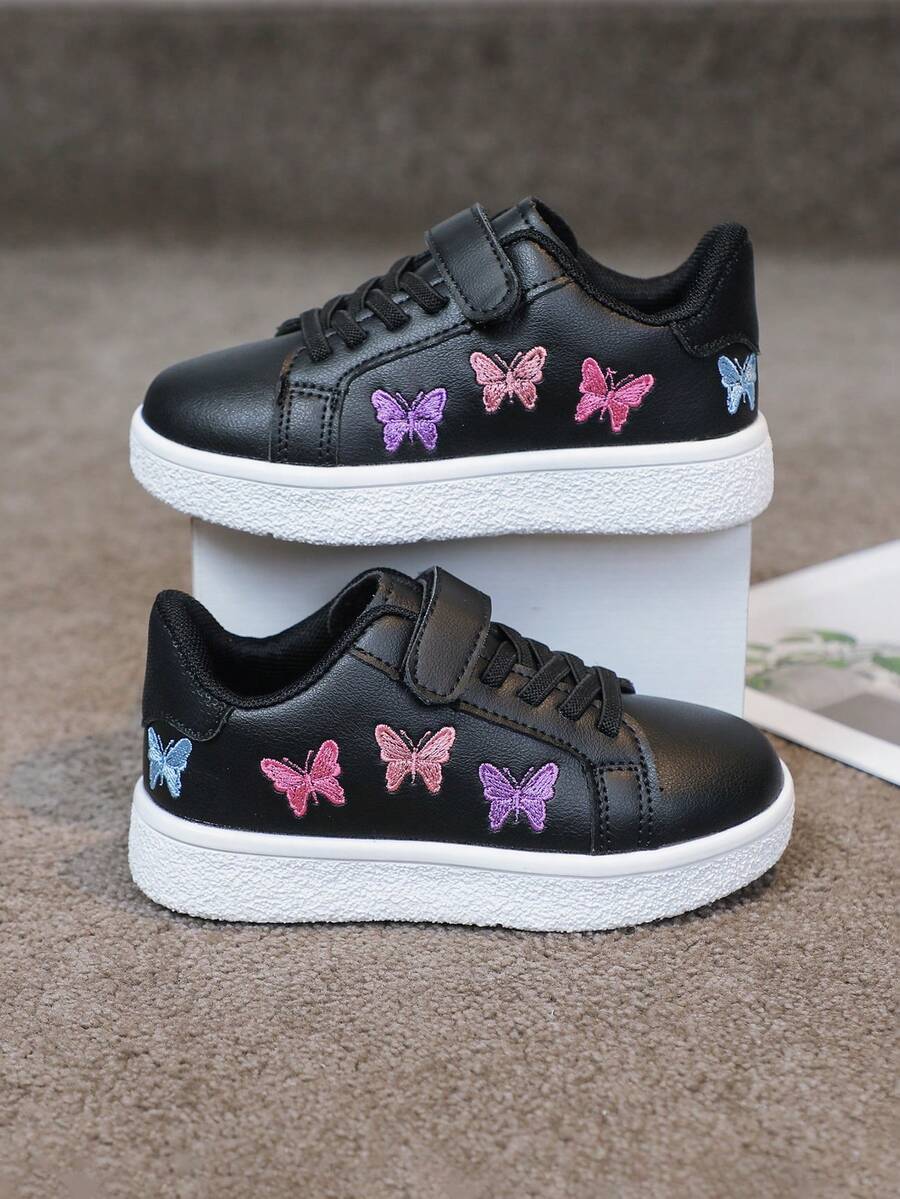 1 đôi giày thể thao trẻ em đa năng màu trắng, thoải mái, thoáng khí, thêu hình hoạt hình, giày bệt học sinh thời trang, giày chạy bộ thể thao dễ thương.