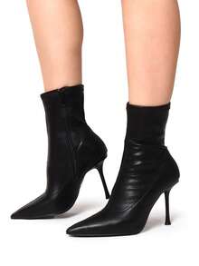 Stivaletti In Pelle Sintetica - Tacco 10.5cm - Black - View 2