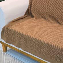 Knitted Blanket Sofa Armchair 150x100cm Siena Decor Living Room - Camel - View 7
