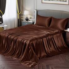 Silky Soft Pink Twin XL Satin Bed Sheets Set, 1 Deep Pocket Fitted Sheet + 1 Flat Sheet + 1 Pillowcase,  In 2025 - 棕色 - 查看 10