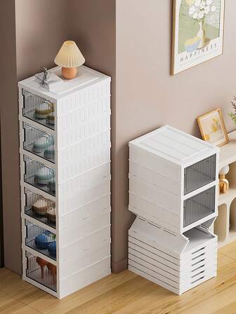 1pc Foldable Shoe Rack, Dust-Proof Dorm Shoe Storage Collapsible Shoe Box, Basketball Shoe Box, Plastic Shoe Box, Transparent Entryway Shoe Rack, Home Shoe Cabinet, Shoe Organizer Set