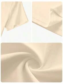 2026 Women's Quality Casual Cotton T-Shirt, Loose Fit Short Sleeve Crew Neck T-Shirt For Spring/Summer - Unisex, Loose Fit, Comfortable, Urban Vintage Style - Unisex Basic T-Shirt - 杏色 - 查看 6