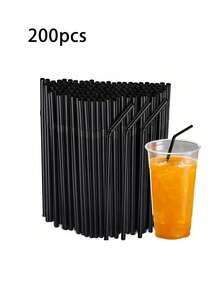 100pcs Black Bendable Straws, Coffee And Stirrers, Drink Accessories, Flexible Bendable Straws For Milkshakes,Bubble Tea, Ice Coffee, For Drinking Suitable For Bars, Clubs, Durable Black Straws, Black Bendable Straws, Coffee And Stirrers, Drink Accessories, Diameter 0.24inch/0.6cm, Suitable For Kitchen, Bar, Club, Drinks, Milk, Soda Water, Party, Restaurants And Home Use,Restaurants And Home Use Back To School