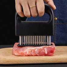 1 Stück Edelstahl 48-Nadel Fleisch Klopfer, Edelstahl Steak Klopfer, Rippenknochen Zerkleinerer Fleisch Klopfer, ergonomischer Griff, einfach zum Zartmachen von Steak, Hühnchen und Rindfleisch, Küchenhelfer