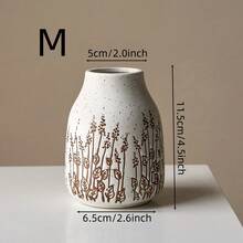 1pc Handcrafted Vintage Luxury Lavender Floral Relief Pattern Ceramic Vase, French Country Art Decor, Fresh/Dried Flower Container, Suitable For Living Room, Study, Office Desk, New Chinese Zen-Style Home Decor, Ramadan Decoration, Ramadan - Beige - View 9