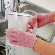 100 Disposable Pink Nitrile Gloves; Suitable For Use In The Kitchen, Tattoo Parlors, Hair Salons, Pet Grooming, Nail Salons, And Household Cleaning. These Gloves Are Powder-Free, Ambidextrous, Custom-Fit, Comfortable, Durable, And Disposable. They Are Ideal For Household Cleaning And Hygiene. Made Of High-Quality Nitrile Material, They Are Comfortable To Wear And Suitable For Both Home And Professional Use. (Unboxed)