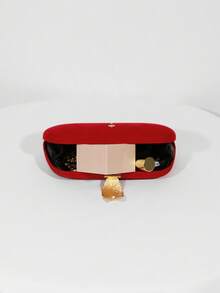 1个天鹅绒盒装优雅手拿包，闪亮金属装饰晚宴包，适合正式场合、派对、婚礼新娘钱包、斜挎包 - 紅色 - 查看 10