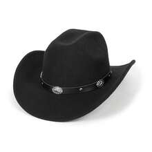 Women Sparkly-Rhinestone Western-Cowgirl-Hat Glitter-Bling Cowboy-Hat Felt-Rodeo-Hat For Disco-Party Medium/Large{"Size":"Medium-Large","Color":"Concho-RodeoBlack"} - Concho-rodeo黑中號大號 - 查看 3
